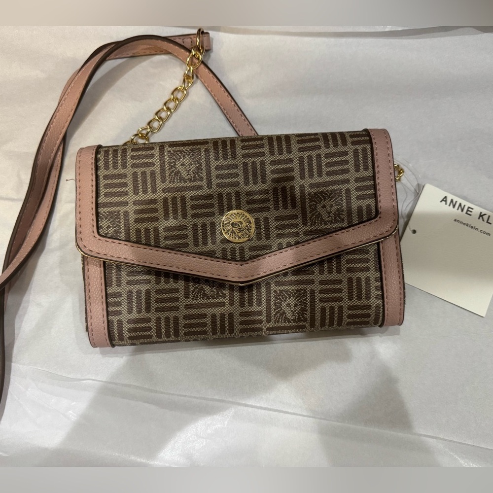 Anne Klein Pink and Brown Crossbody Bag